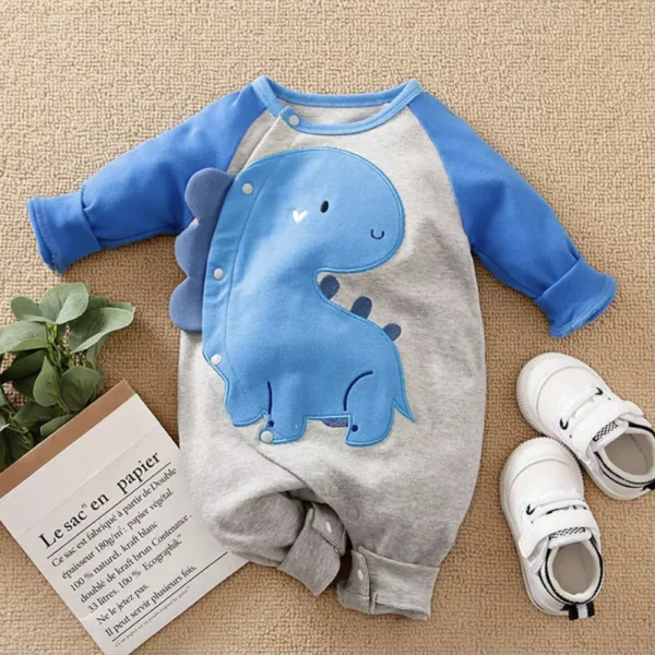 Enterito de Bebé de Algodón "Dino celeste"